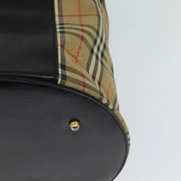 Burberrys Nova Check Vanity Pouch Canvas Beige Gold Auth - Picture 7 of 14